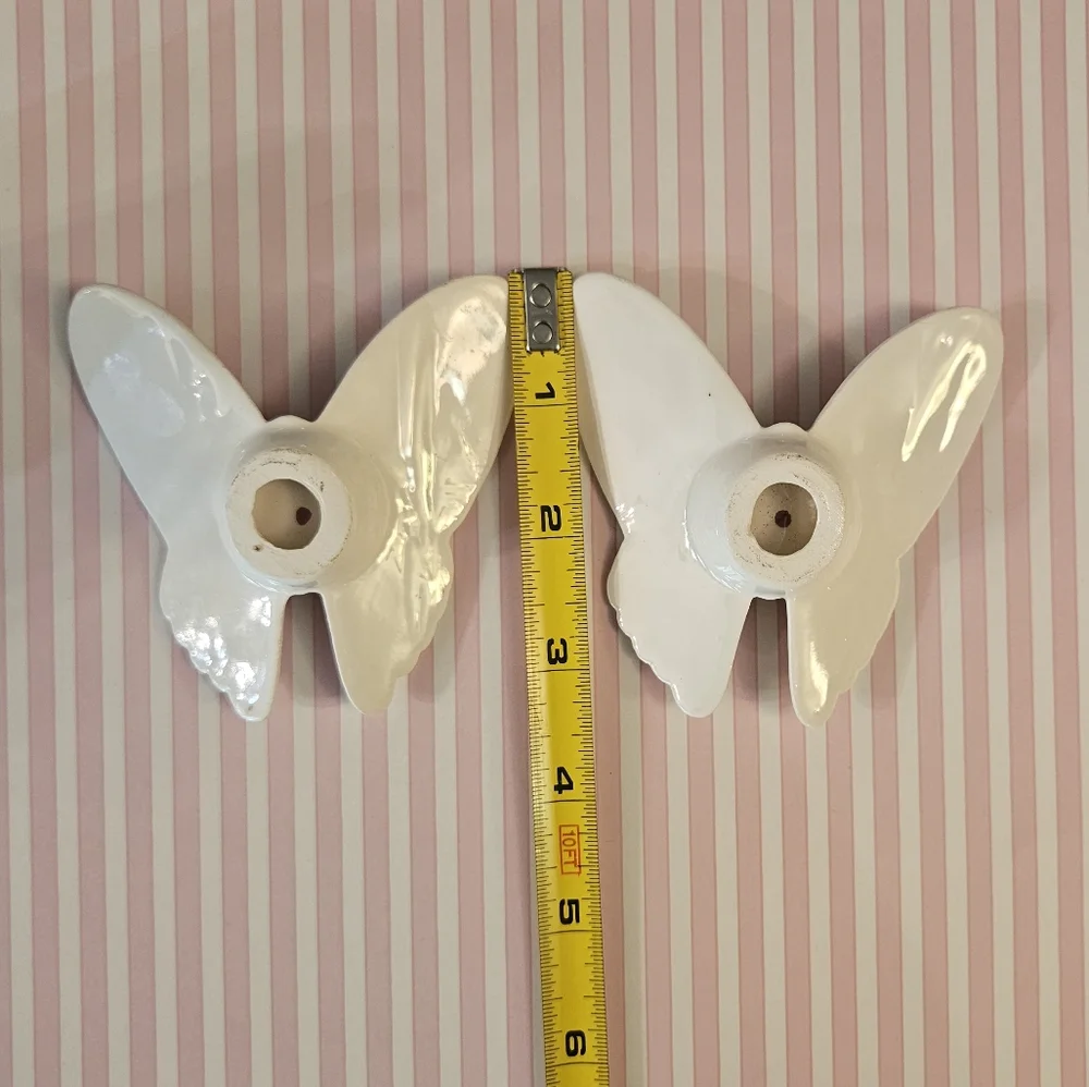 Set of three vintage porcelain,hand- Painted butterfly wall hangings